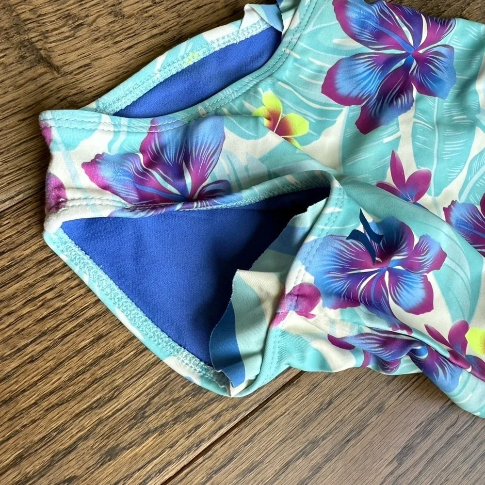 Hurley Blue and Pink Floral Swimsuit